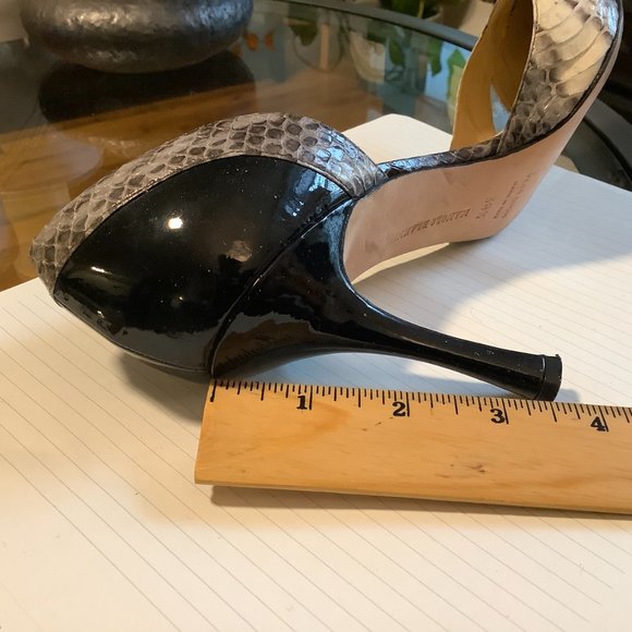 SOLD Vintage Manolo Blahnik Crux Snake/Leather d'Orsay Black 38 1/2 or size 8 M - Picture 6 of 6